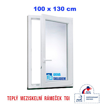 Kunststofffenster | 100 x 130 cm (1000 x 1300 mm) | weiß | Dreh-Kipp-Fenster | rechts