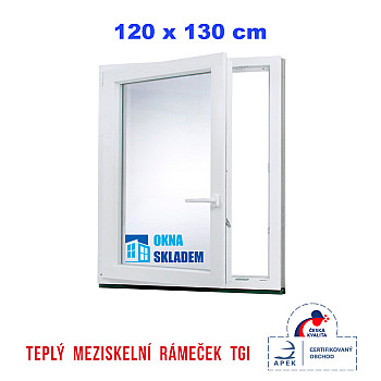 Kunststofffenster | 120x130 cm (1200x1300 mm) | weiß | Dreh-Kipp-Fenster | links