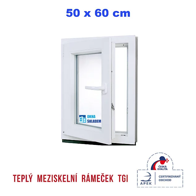 Plastové okno | 50x60 cm (500x600 mm) | bílé | otevíravé i sklopné | levé