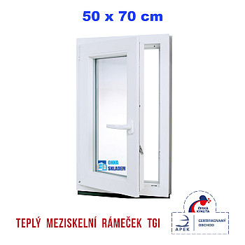Kunststofffenster | 50x70 cm (500x700 mm) | weiß | Dreh-Kipp-Fenster | links