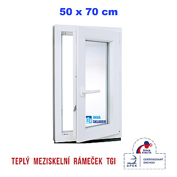 Kunststofffenster | 50 x 70 cm (500 x 700 mm) | weiß | Dreh-Kipp-Fenster | rechts