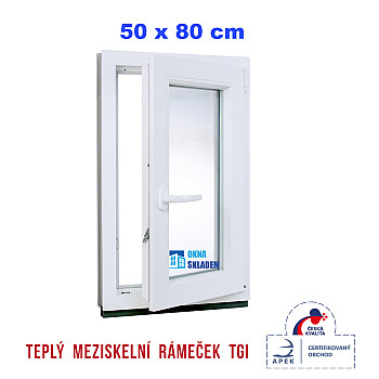 Kunststofffenster | 50 x 80 cm (500 x 800 mm) | Weiß / Anthrazit | Dreh-Kipp-Fenster | rechts