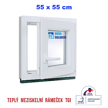 Kunststofffenster | 55 x 55 cm (550 x 550 mm) | weiß | Dreh-Kipp-Fenster | rechts