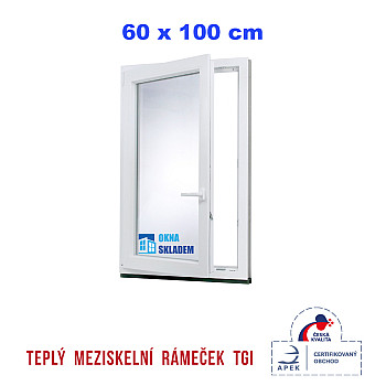 Kunststofffenster | 60x100 cm (600x1000 mm) | weiß | Dreh-Kipp-Fenster | links