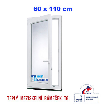 Kunststofffenster |  60x110 cm (600x1100 mm) | weiß | Dreh-Kipp-Fenster | links