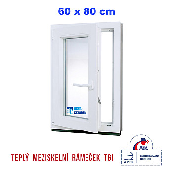 Kunststofffenster | 60x80 cm (600x800 mm) | weiß | Dreh-Kipp-Fenster | links