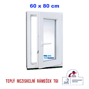 Kunststofffenster | 60 x 80 cm (600 x 800 mm) | weiß | Dreh-Kipp-Fenster | rechts
