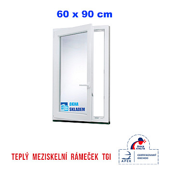 Kunststofffenster | 60x90 cm (600x900 mm) | weiß | Dreh-Kipp-Fenster | links