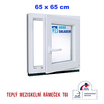 Kunststofffenster | 65 x 65 cm (650 x 650 mm) | weiß | Dreh-Kipp-Fenster | rechts