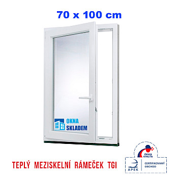 Kunststofffenster | 70x1000 cm (700x1000 mm) | weiß | Dreh-Kipp-Fenster | links