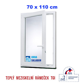 Kunststofffenster | 70x110 cm (700x1100 mm) | weiß | Dreh-Kipp-Fenster | links