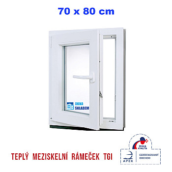 Kunststofffenster | 70x80 cm (700x800 mm) | weiß | Dreh-Kipp-Fenster | links
