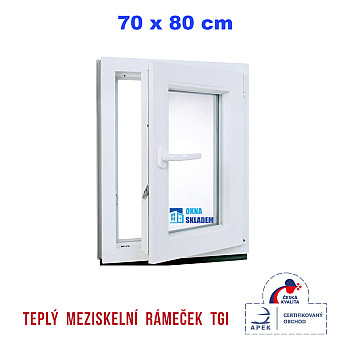Kunststofffenster | 70 x 80 cm (700 x 800 mm) | weiß | Dreh-Kipp-Fenster | rechts