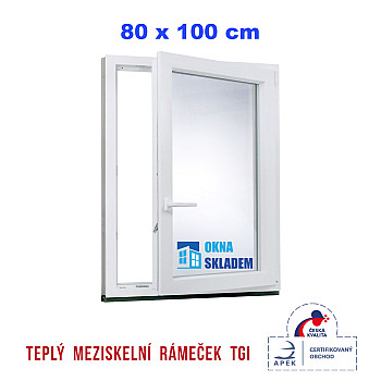 Kunststofffenster | 80 x 100 cm (800 x 1000 mm) | weiß | Dreh-Kipp-Fenster | rechts