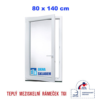 Kunststofffenster | 80x140 cm (800x1400 mm) | weiß | Dreh-Kipp-Fenster | links