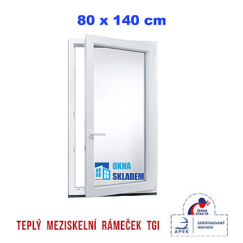 Kunststofffenster | 80 x 140 cm (800 x 1400 mm) | weiß | Dreh-Kipp-Fenster | rechts