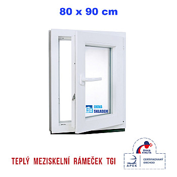 Kunststofffenster | 80 x 90 cm (800 x 900 mm) | weiß | Dreh-Kipp-Fenster | rechts