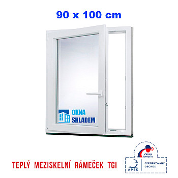 Kunststofffenster | 90x100 cm (900x1000 mm) | weiß | Dreh-Kipp-Fenster | links