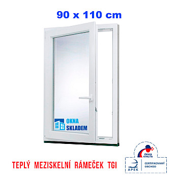 Kunststofffenster | 90x110 cm (900x1100 mm) | weiß | Dreh-Kipp-Fenster | links