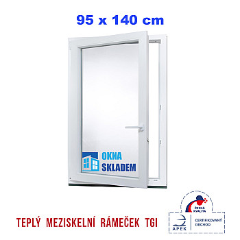 Kunststofffenster | 95x140 cm (950x1400 mm) | weiß | Dreh-Kipp-Fenster | links