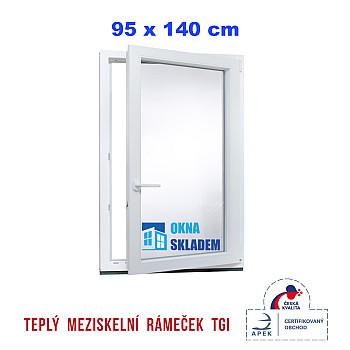 Kunststofffenster | 95 x 140 cm (950 x 1400 mm) | weiß | Dreh-Kipp-Fenster | rechts