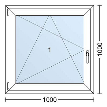 Kunststofffenster | 100 x 100 cm (1000 x 1000 mm) | Weiß / Anthrazit | Dreh-Kipp-Fenster | links
