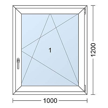 Kunststofffenster | 100 x 120 cm (1000 x 1200 mm) | Weiß / Anthrazit | Dreh-Kipp-Fenster | rechts