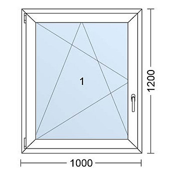 Kunststofffenster | 100 x 120 cm (1000 x 1200 mm) | Weiß / Anthrazit | Dreh-Kipp-Fenster | links