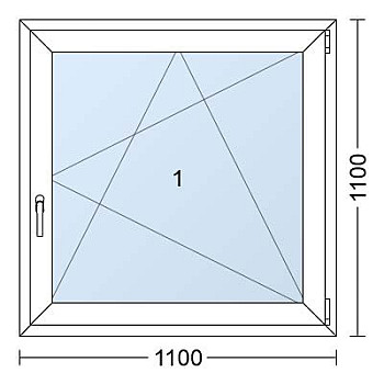 Kunststofffenster | 110 x 110 cm (1100 x 1100 mm) | Weiß / Anthrazit | Dreh-Kipp-Fenster | rechts
