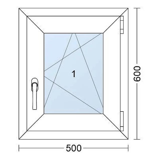 Plastové okno | 50x60 cm (500x600 mm) | Pravé| Bílé / Antracit | jednokřídlé