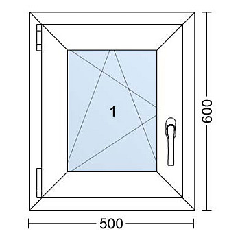 Kunststofffenster | 50 x 60 cm (500 x 600 mm) | weiß / anthrazit | Dreh-Kipp-Fenster | links