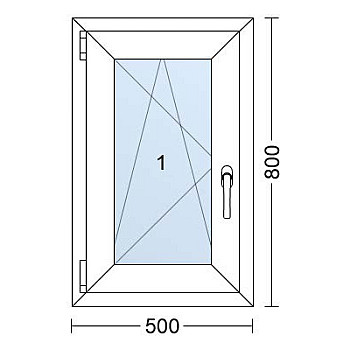 Kunststofffenster | 50 x 80 cm (500 x 800 mm) | Weiß / Anthrazit | Dreh-Kipp-Fenster | links