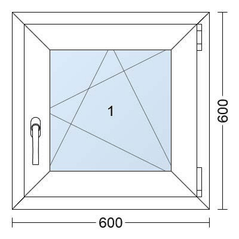 Einflügelige Kunststofffenster | 60x60 cm | Rechts | Weiß / Anthrazit Einflügelige Kunststofffenster | 60x60 cm | Rechts | Weiß / Anthrazit