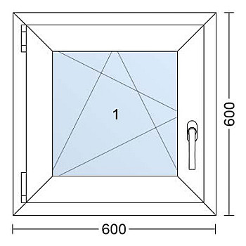 Kunststofffenster | 60 x 60 cm (600 x 600 mm) | weiß / anthrazit | Dreh-Kipp-Fenster | links