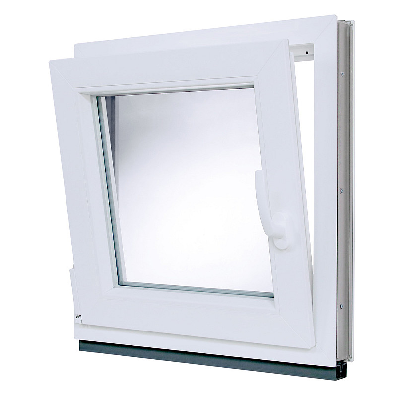Kunststofffenster | 60 x 60 cm (600 x 600 mm) | Weiß / Anthrazit | Dreh-Kipp-Fenster | links Kunststofffenster | 60 x 60 cm (600 x 600 mm) | Weiß / Anthrazit | Dreh-Kipp-Fenster | links