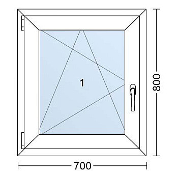 Kunststofffenster | 70 x 80 cm (700 x 800 mm) | Weiß / Anthrazit | Dreh-Kipp-Fenster | links