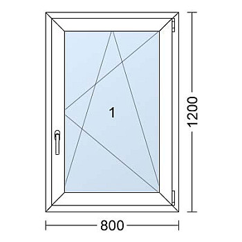 Kunststofffenster | 80 x 120 cm (800 x 1200 mm) | Weiß / Anthrazit | Dreh-Kipp-Fenster | rechts