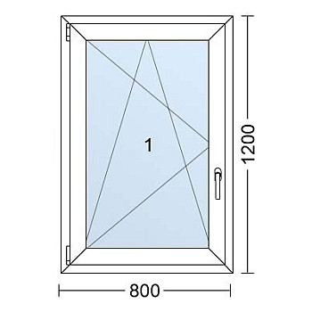 Kunststofffenster | 80 x 120 cm (800 x 1200 mm) | Weiß / Anthrazit | Dreh-Kipp-Fenster | links