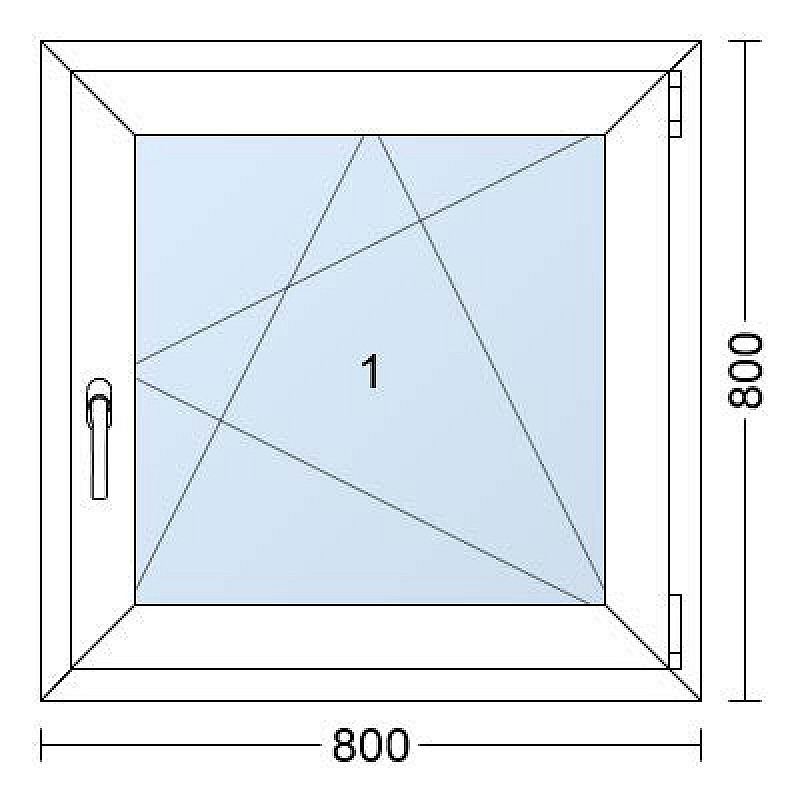 Einflügelige Kunststofffenster | 80x80 cm | Rechts | Weiße / Anthrazit Einflügelige Kunststofffenster | 80x80 cm | Rechts | Weiße / Anthrazit