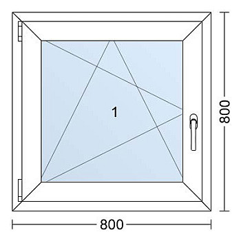 Kunststofffenster | 80 x 80 cm (800 x 800 mm) | Weiß / Anthrazit | Dreh-Kipp-Fenster | links