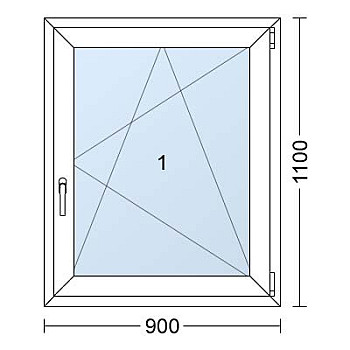 Kunststofffenster | 90 x 110 cm (900 x 1100 mm) | Weiß / Anthrazit | Dreh-Kipp-Fenster | rechts
