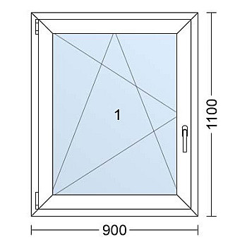 Kunststofffenster | 90 x 110 cm (900 x 1100 mm) | Weiß / Anthrazit | Dreh-Kipp-Fenster | links
