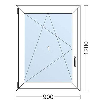 Kunststofffenster | 90 x 120 cm (900 x 1200 mm) | Weiß / Anthrazit | Dreh-Kipp-Fenster | left