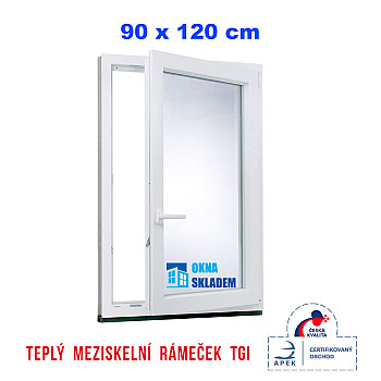 Kunststofffenster | 90 x 120 cm (900 x 1200 mm) | Weiß / Anthrazit | Dreh-Kipp-Fenster | rechts