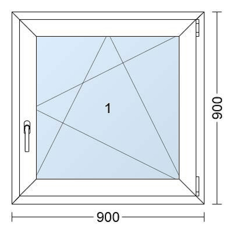 Einflügelige Kunststofffenster | 90x90 cm | Rechts | Weiße / Anthrazit Einflügelige Kunststofffenster | 90x90 cm | Rechts | Weiße / Anthrazit