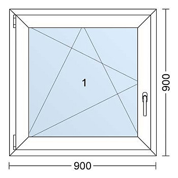 Kunststofffenster | 90 x 90 cm (900 x 900 mm) | Weiß / Anthrazit | Dreh-Kipp-Fenster | links