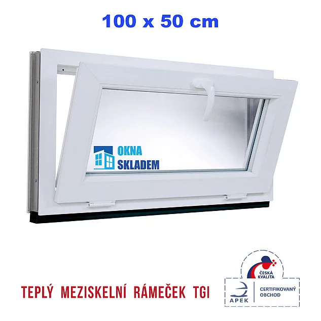 Plastové okno | 100x50 cm (1000x500 mm) | Bílé | Sklopné