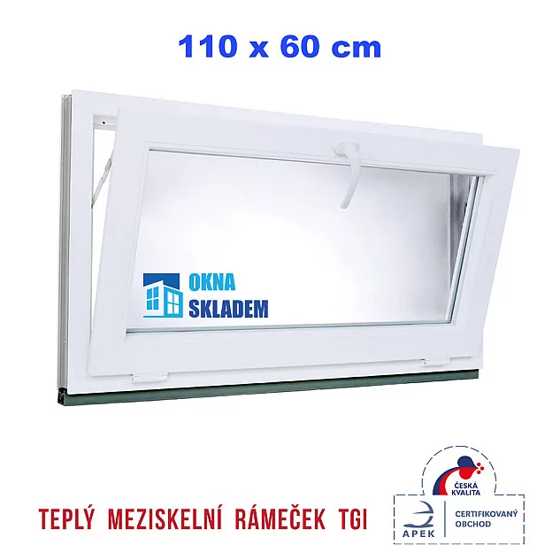 Plastové okno | 110x60 cm (1100x600 mm)| Bílé | Sklopné
