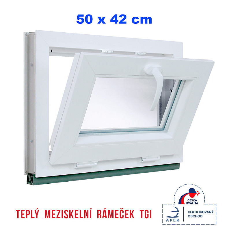 Kunststofffenster| 50x42 cm (500x420 mm) | Weiß | Kipp-Fenster Kunststofffenster| 50x42 cm (500x420 mm) | Weiß | Kipp-Fenster