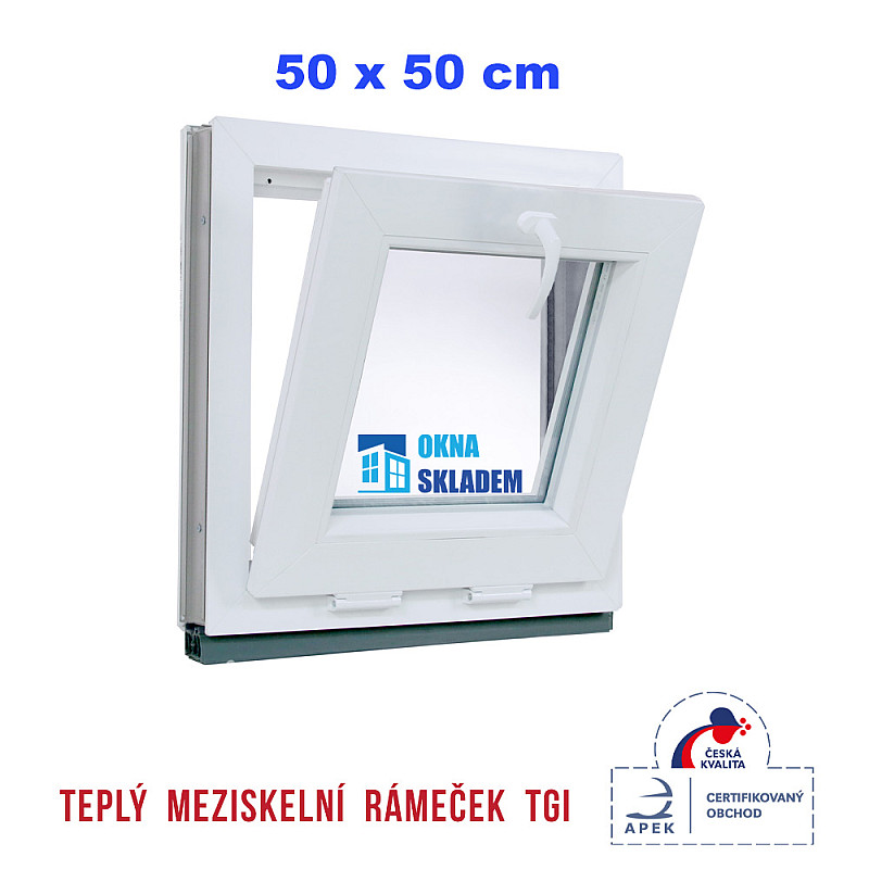 Kunststofffenster| 50x50 cm (500x500 mm) | Weiß | Kipp-Fenster Kunststofffenster| 50x50 cm (500x500 mm) | Weiß | Kipp-Fenster